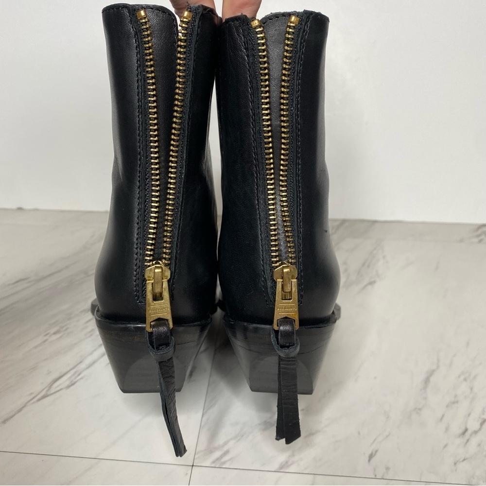 All Saints Lenora Black Leather Bootie 8 - Picture 4 of 14